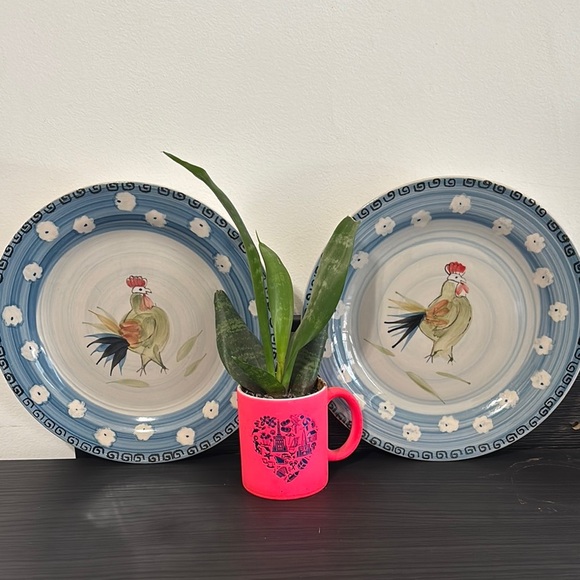 Set of Two Royal Norfolk Blue and White Rooster Plates. - Picture 1 of 6